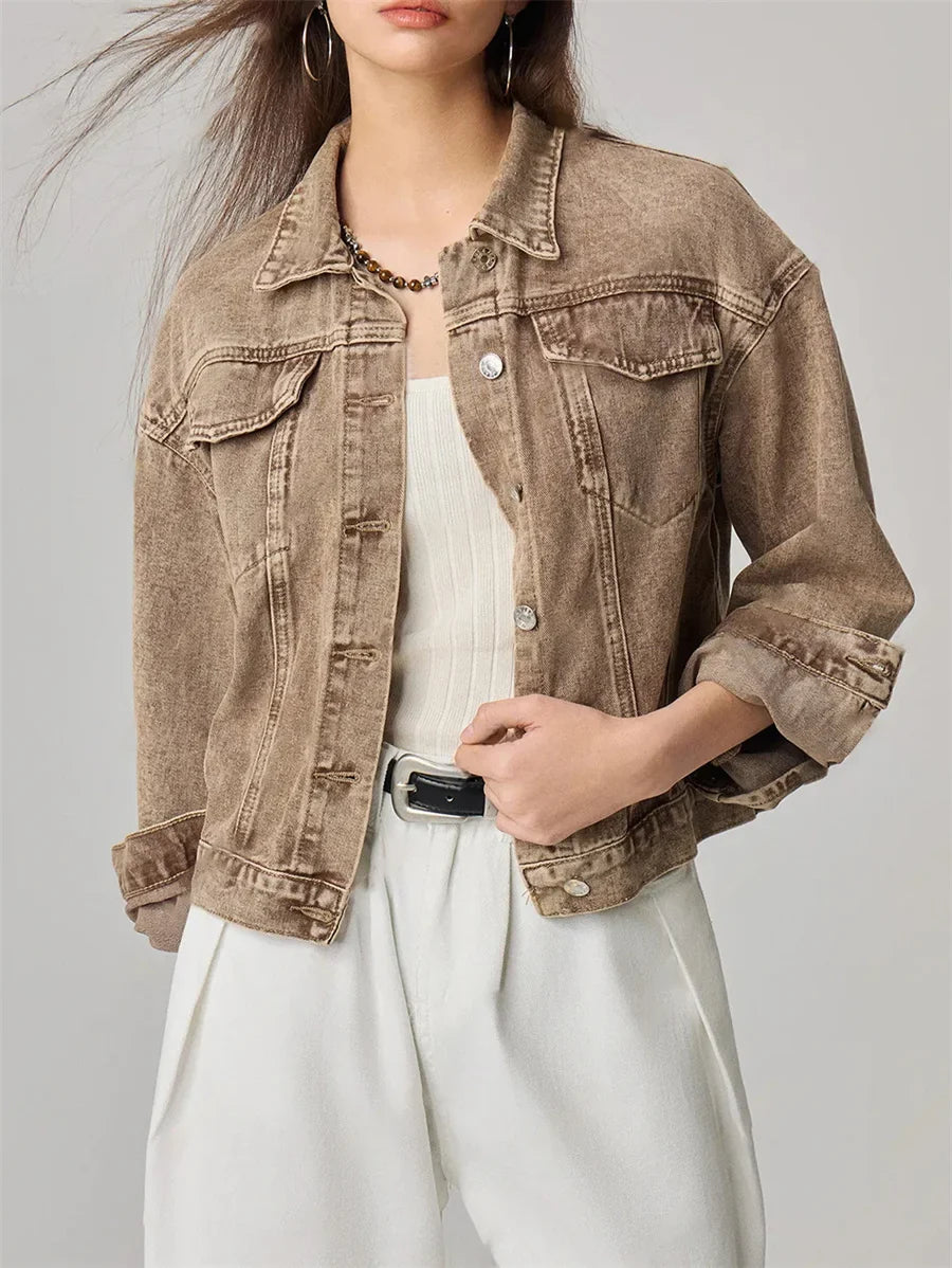 Women Signature Stylish Retro Denim Jacket