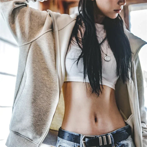 두꺼운 플리스 따뜻한 후드 스웨트셔츠 - 베이지 / XXL