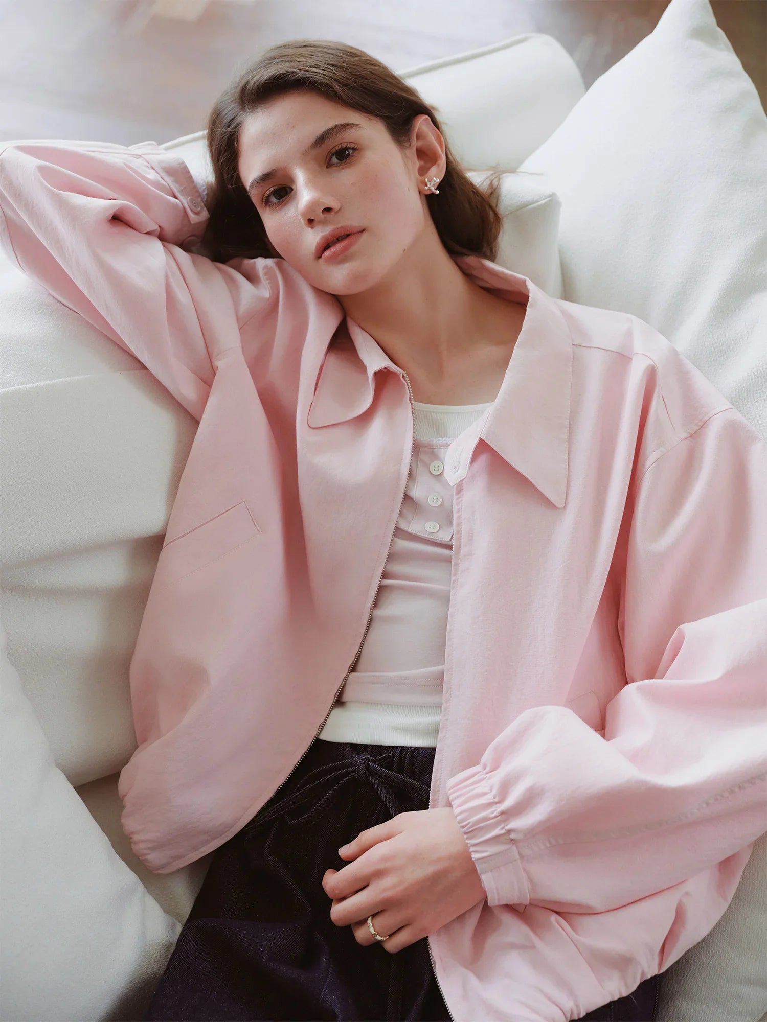 Chaqueta de mujer estilo granero francés de larga duración
