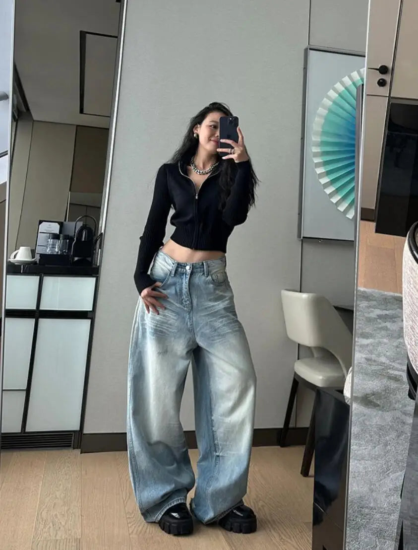 Vintage High Waist Oversized Wide Jeans
