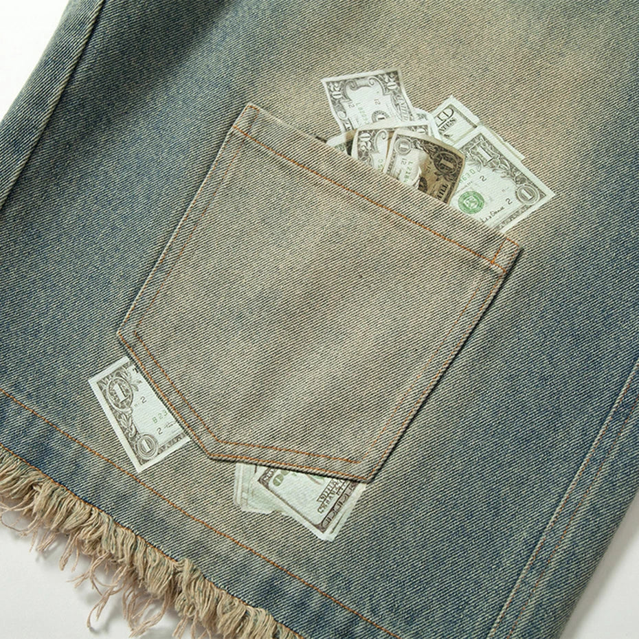 Vintage Patchwork Denim Casual Loose Short