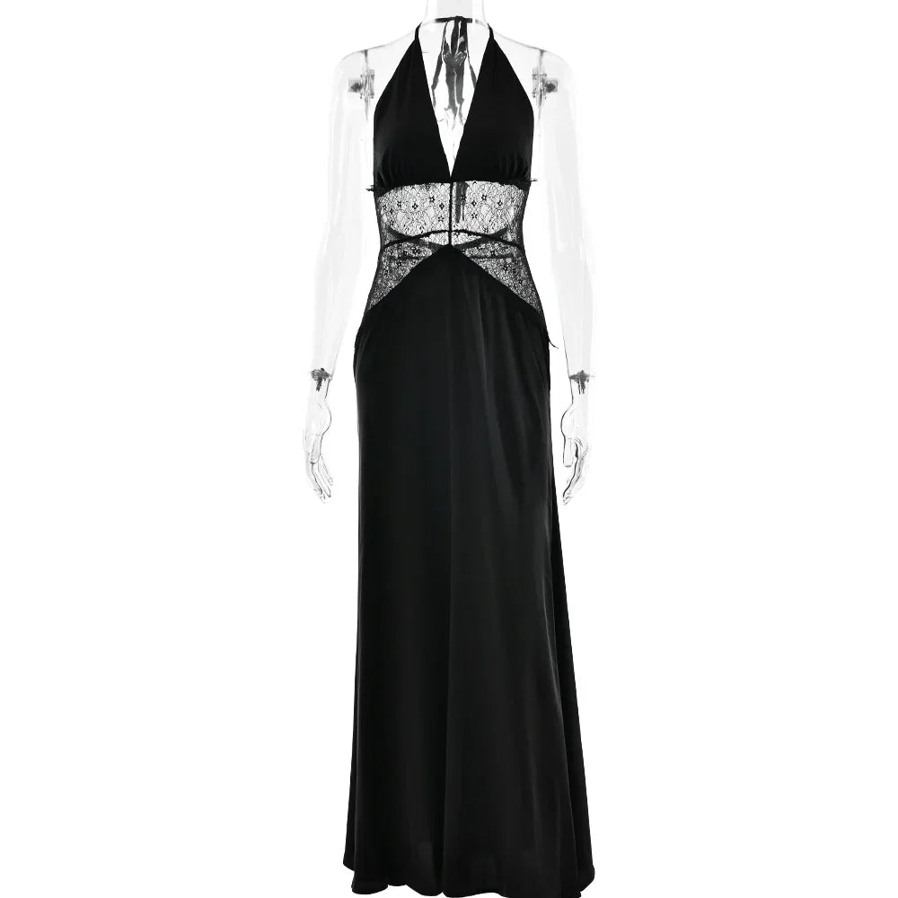 Backless Halter Maxi Dress
