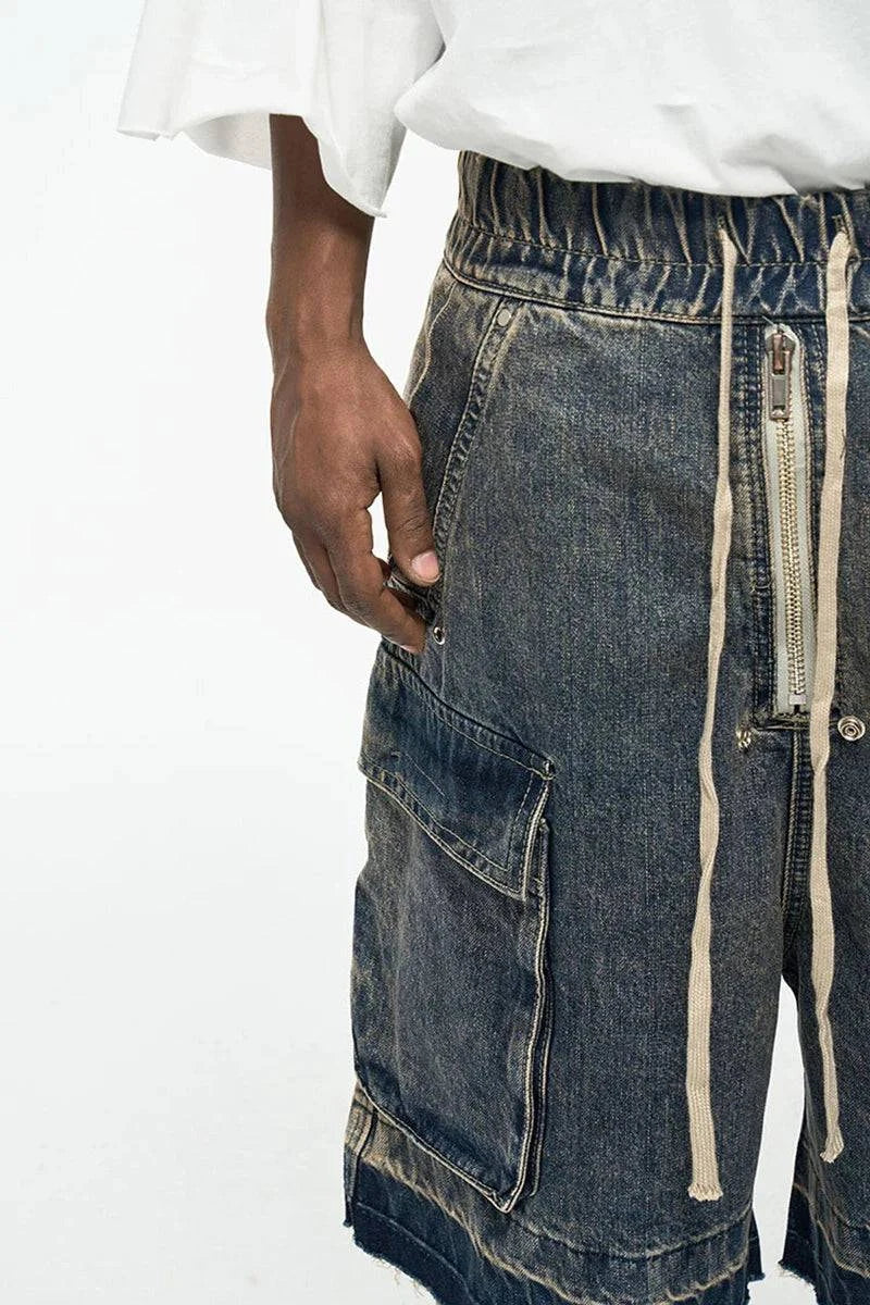 Jorts amples délavés à poches zippées
