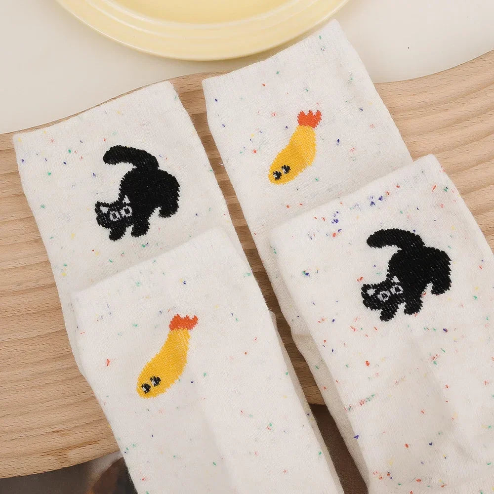 School Socks Thermal Cute Cartoon Cat Fish