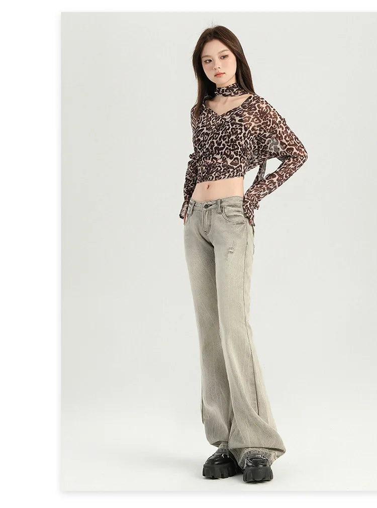 Stylish Flare Mid-Waist Stretch Jeans