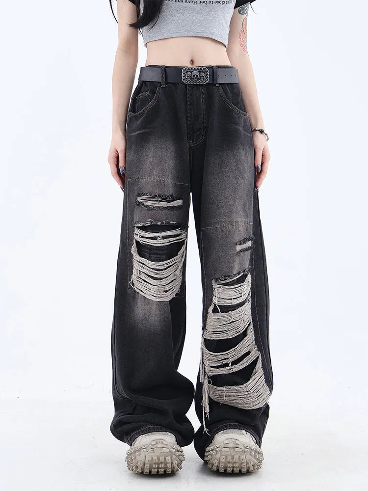 Y2K Gothic Ripped Women's Jeans
