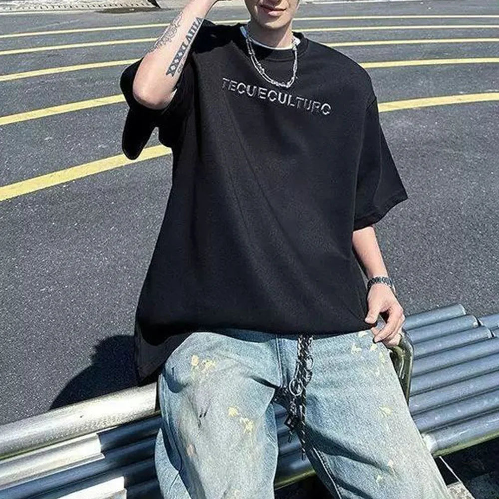 Besticktes Retro-T-Shirt mit kurzen Ärmeln
