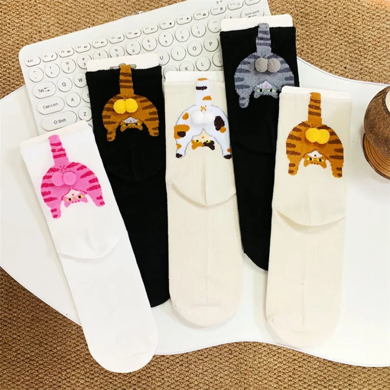 Cute Cartoon Cat Egg Stacking Socks