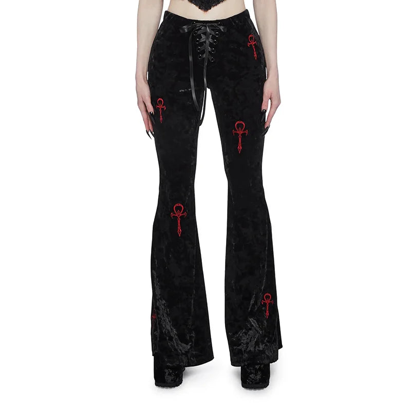 Velvet High Waist Flare Pants