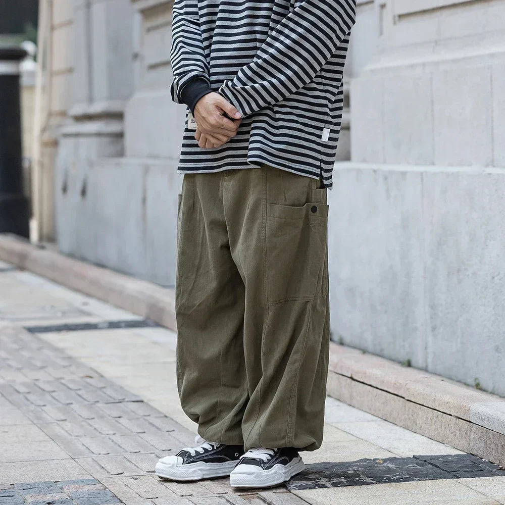 Solid Color Safari Style Cargo Pants
