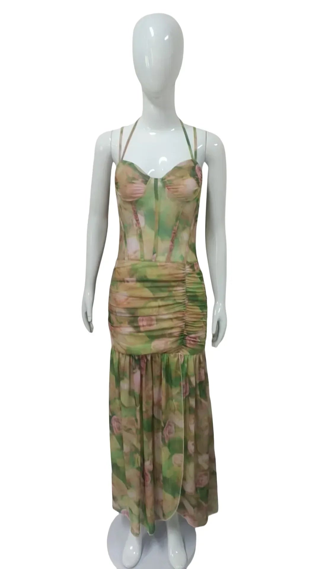 Ruched Floral Maxi Dress