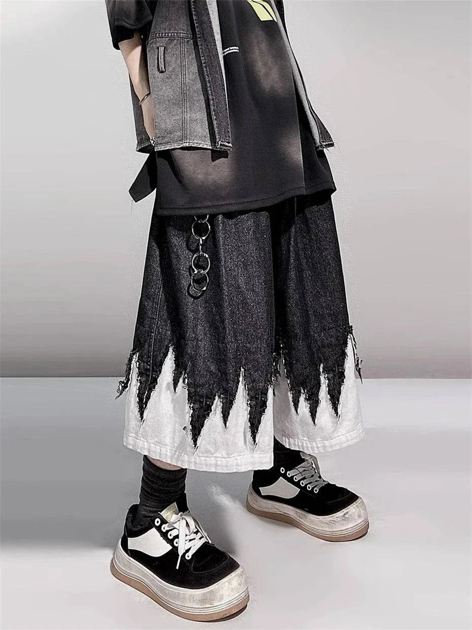 Vintage Patchwork Hip Hop Denim Jorts
