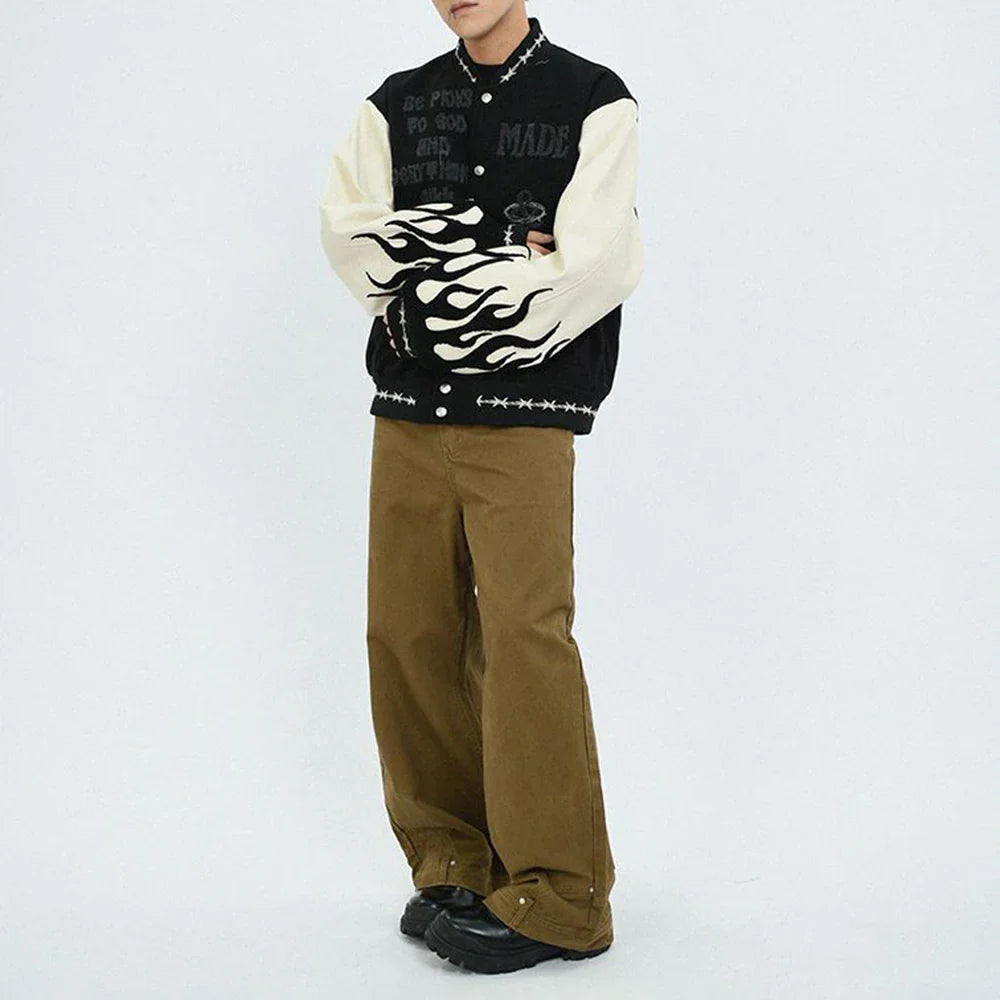 Retro Heavy Embroidered Patchwork Varsity Jacket