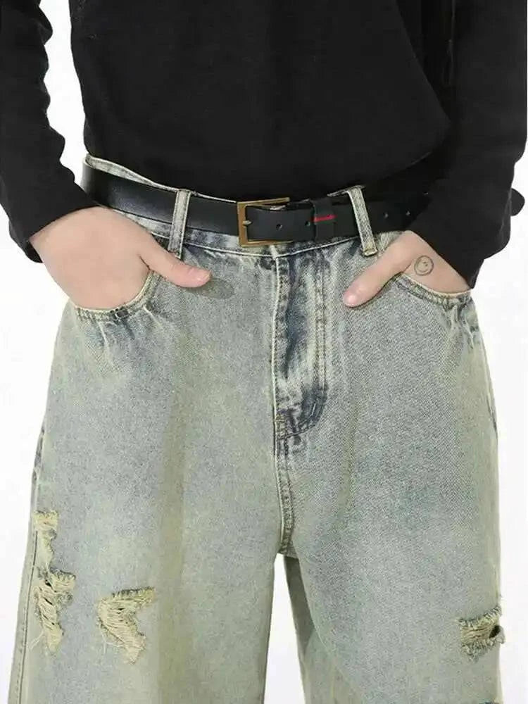 Jean court coupe droite effet usé