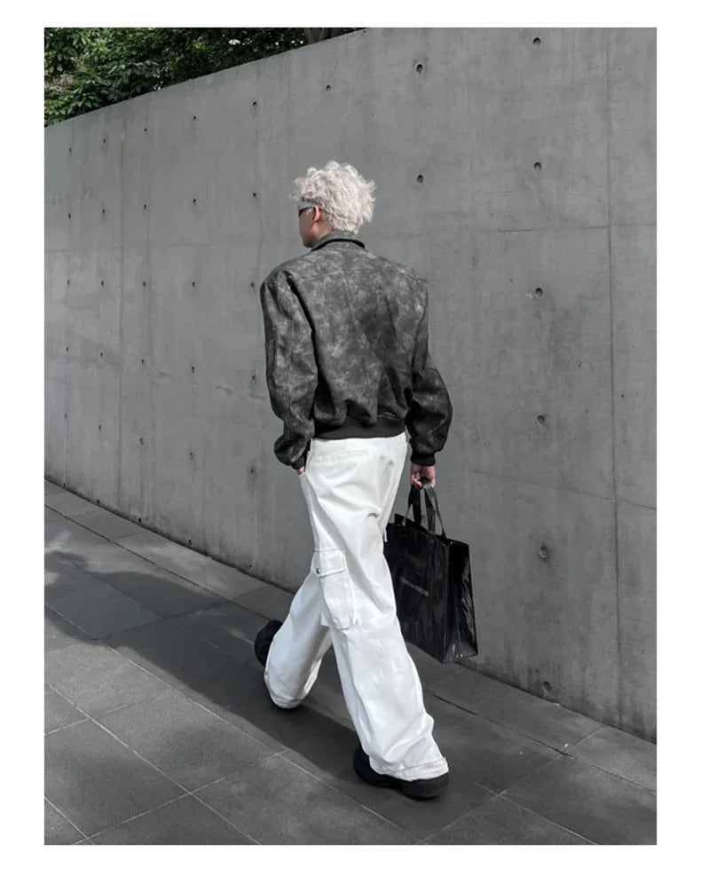 Veste en cuir rose dégradé pour homme