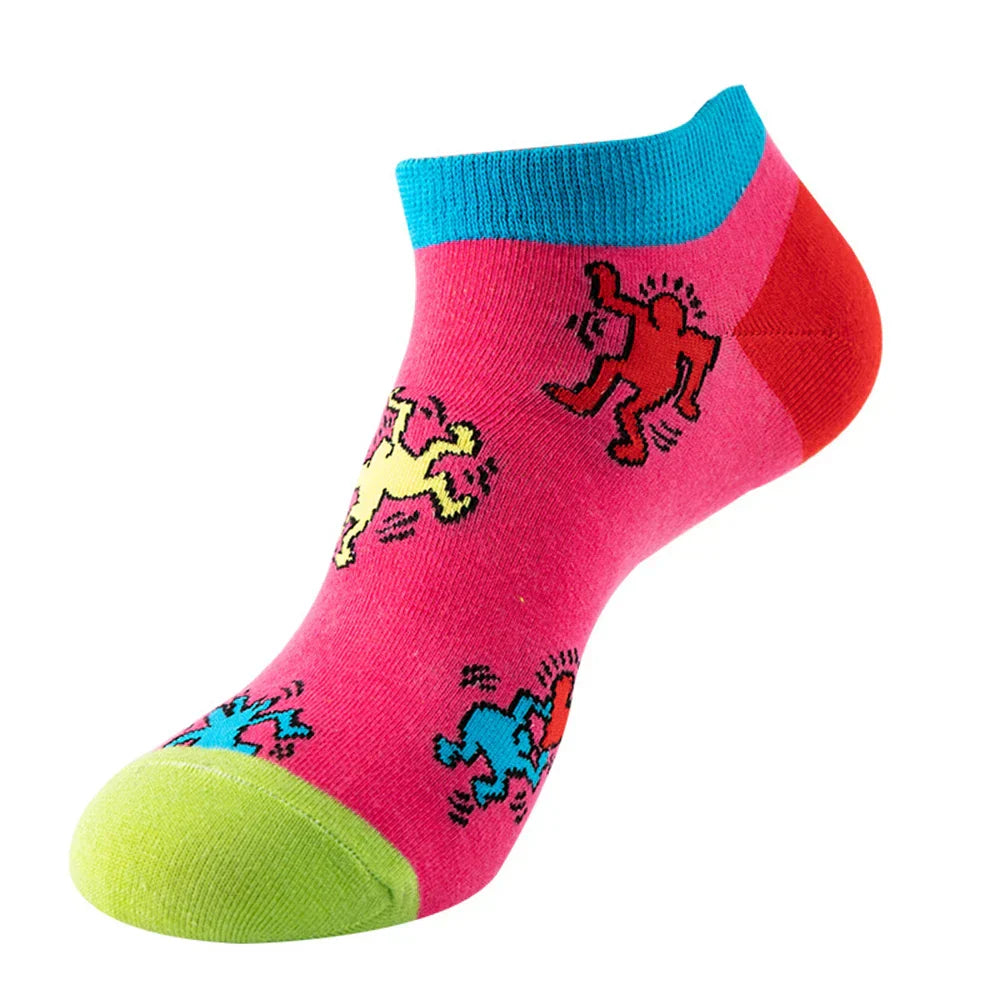 Funny Hip Hop Cartoon Cotton School Socks