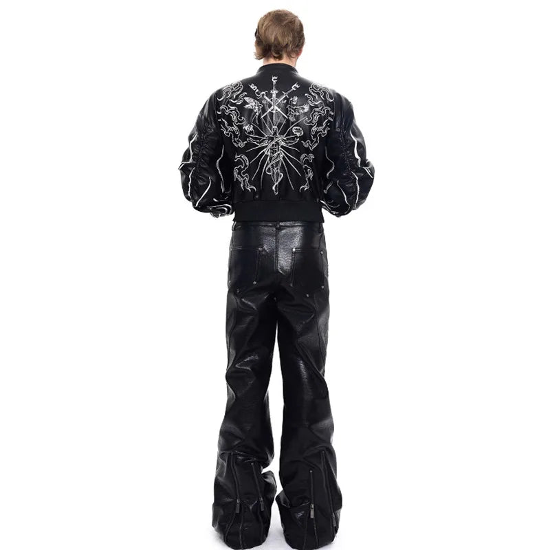 Personalized Pattern Printed Motorcycle Leather Jacket