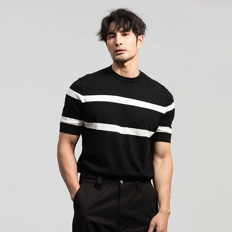 Men's Cool Casual Luxury Knit O Neck Short T-Shirt