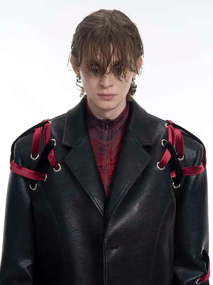 Everyday Essential Ribbon Design Leather Jacket
