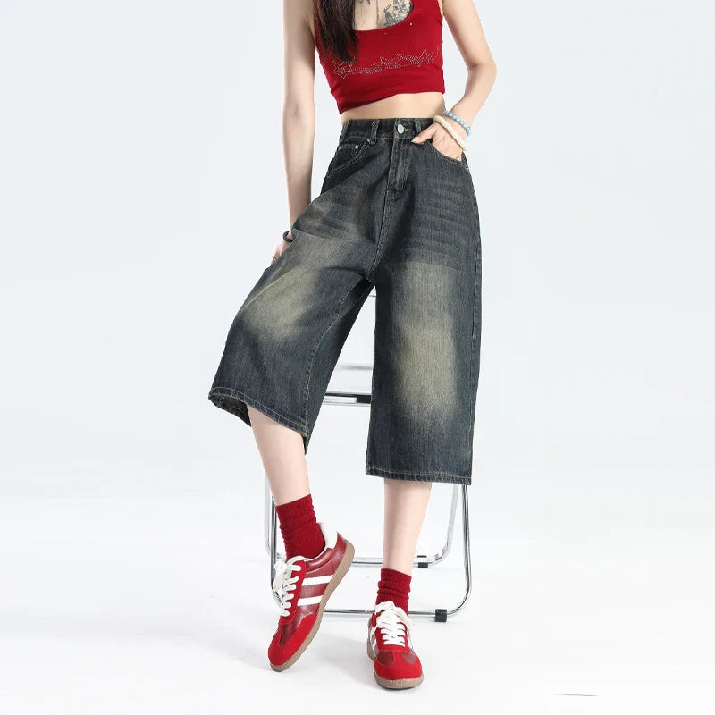 Blue Vintage High Waist Denim Short