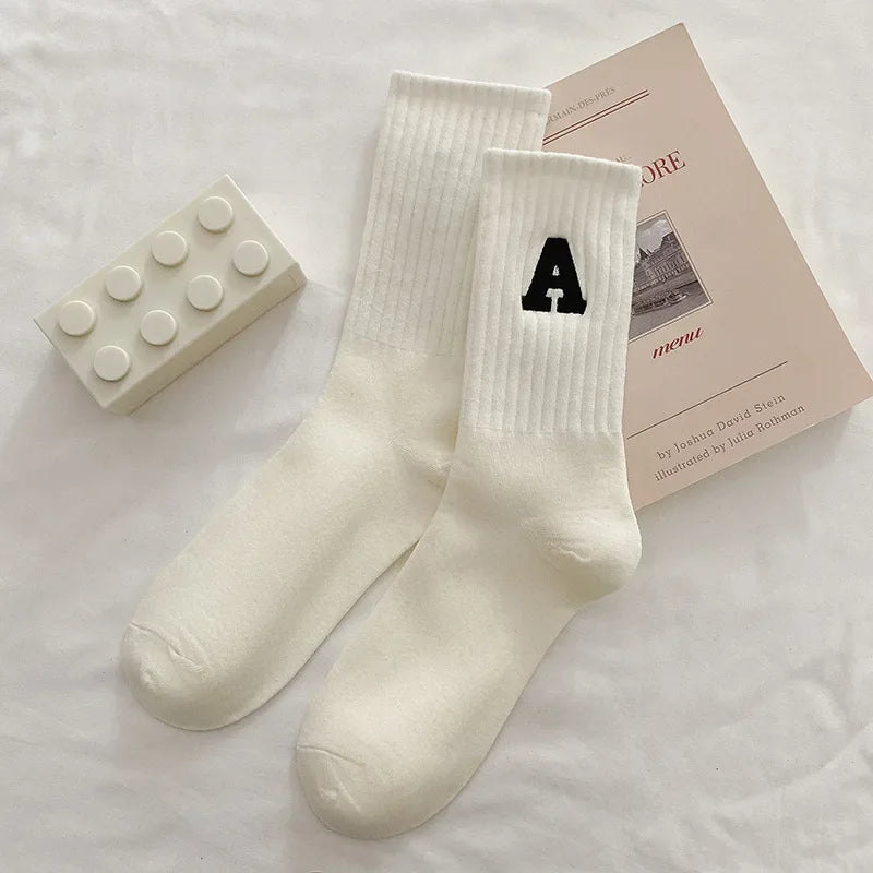 Cozy Kawaii Letter School Socks Autumn Winter