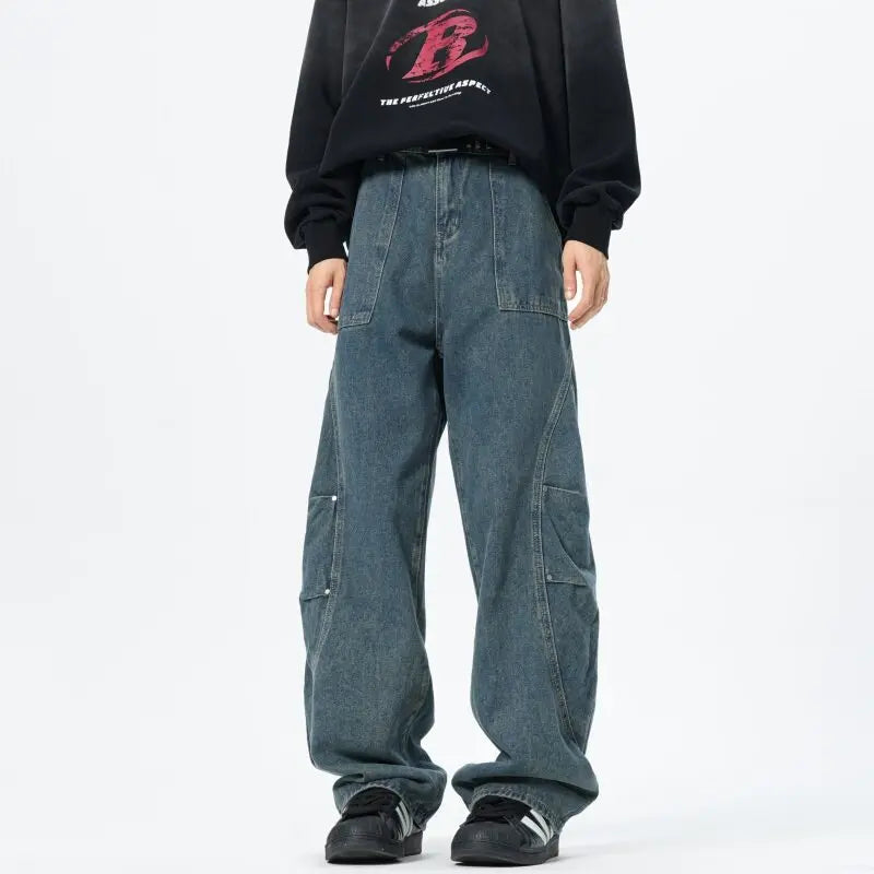 Personality Patchwork Baggy Straight Jeans