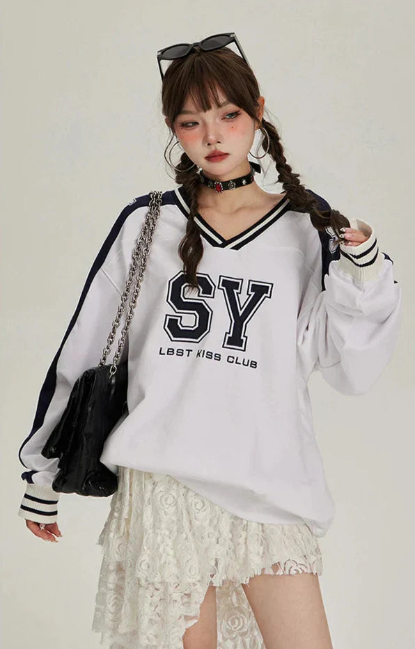 Vintage Cozy American Letter Print Sweatshirt