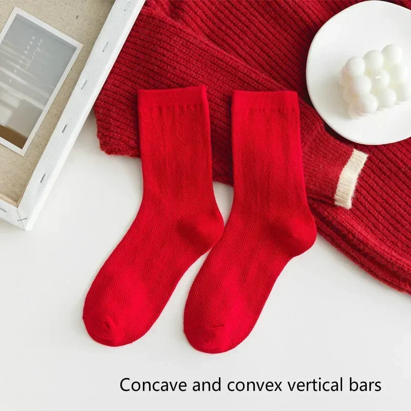 Cozy Red Medium Christmas Winter Socks