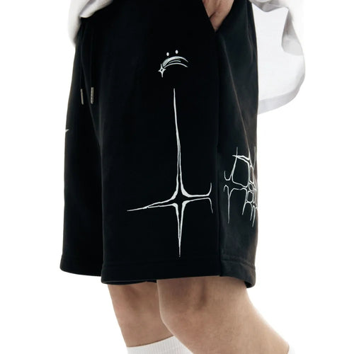 Pantaloncini oversize con stampa grafica lirica - black / M