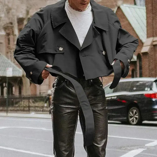 Jaqueta corta-vento estilo workwear com temperamento - Preto / XXXL