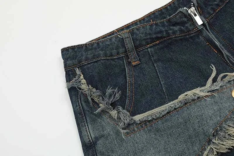 Jorts vintage à franges étoilées