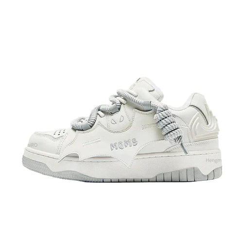 Zapatillas escolares de diseño retro Y2K punk. - blanco / 35