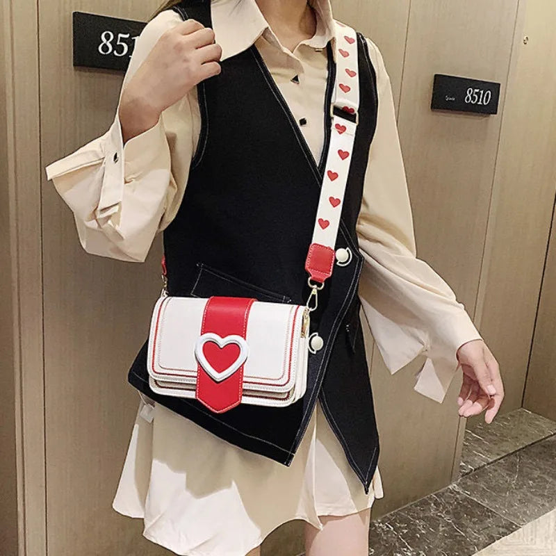 Y2K Heart Buckle Cross Bag
