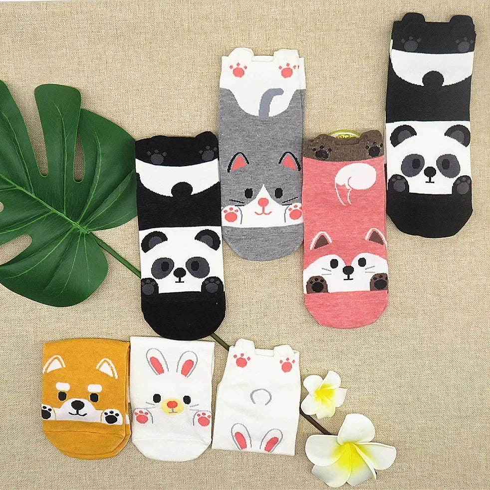Cozy Animal Print Cotton Socks Collection
