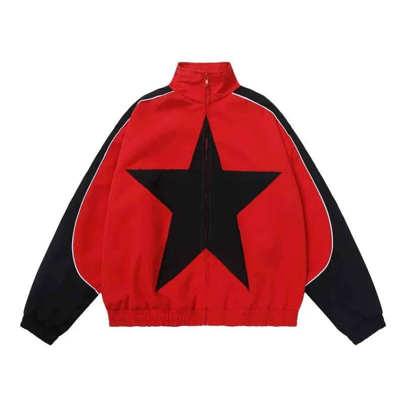 Retro Patchwork Star Varsity Jacket
