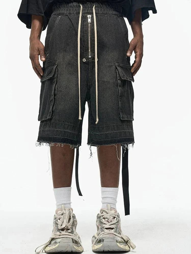 Jorts amples délavés à poches zippées