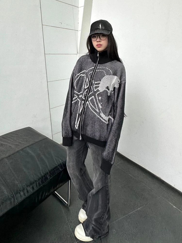 Y2K Vintage Star Jacquard Aesthetic Sweatshirt