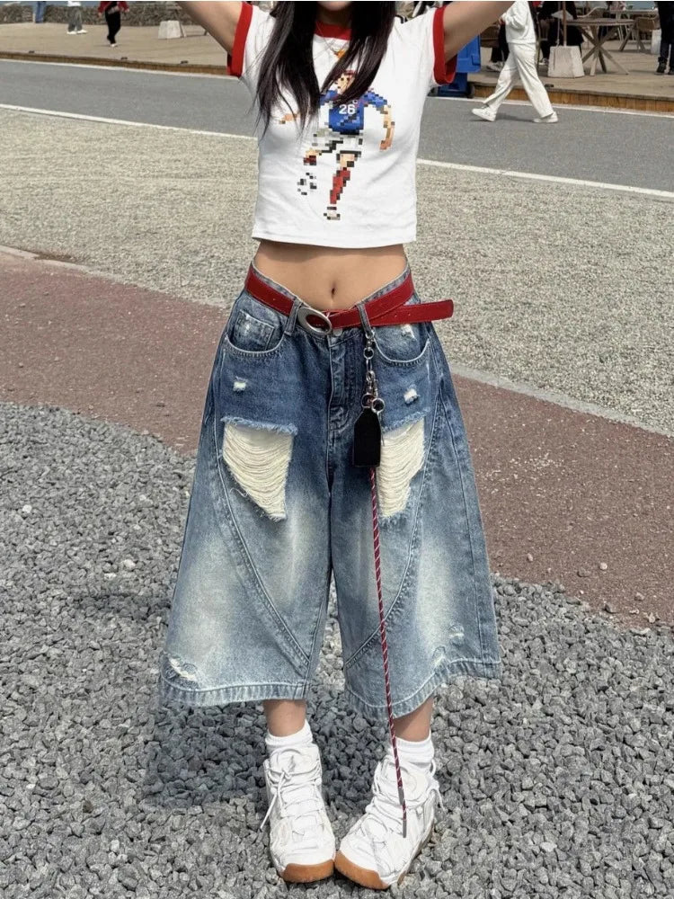 Jean vintage taille haute déchiré