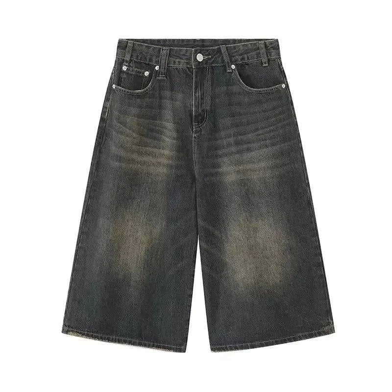 Vintage Trendy Distressed Denim Loose Fit Jorts
