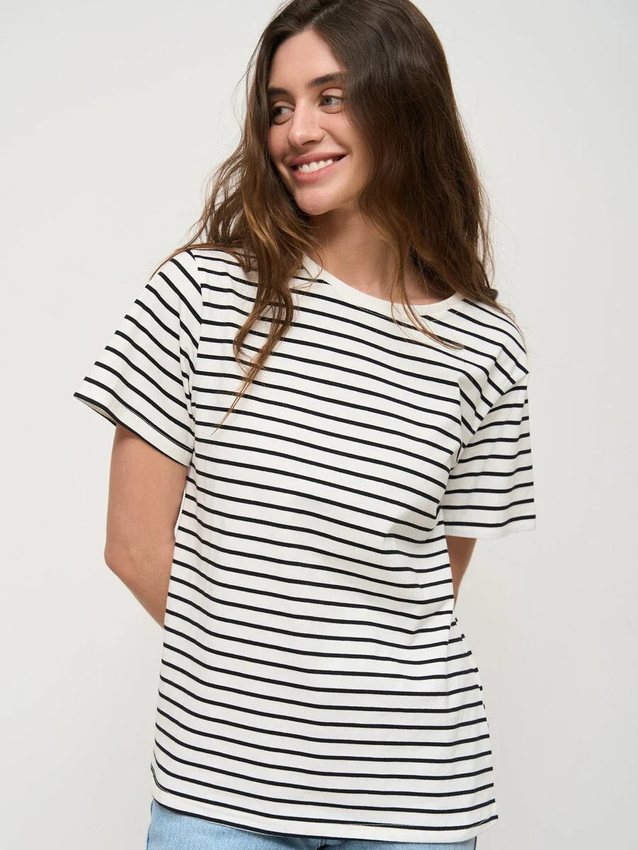 Striped Summer Short Sleeve Knitted T-Shirt