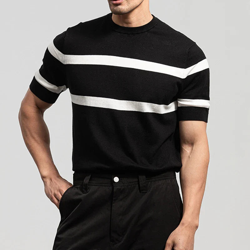 Men's Cool Casual Luxury Knit O Neck Short T-Shirt