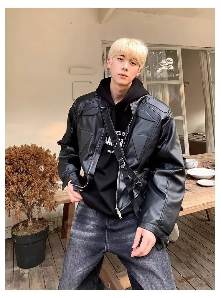 Retro Hip Hop Motorcycle Leather Jacket