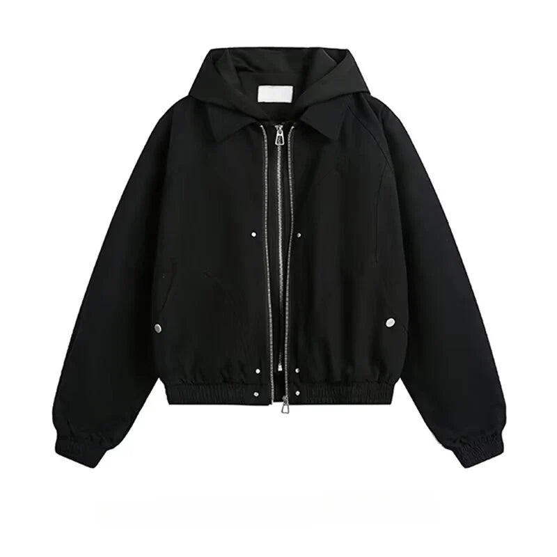 Patchwork Silhouette Retro Hooded Jacket