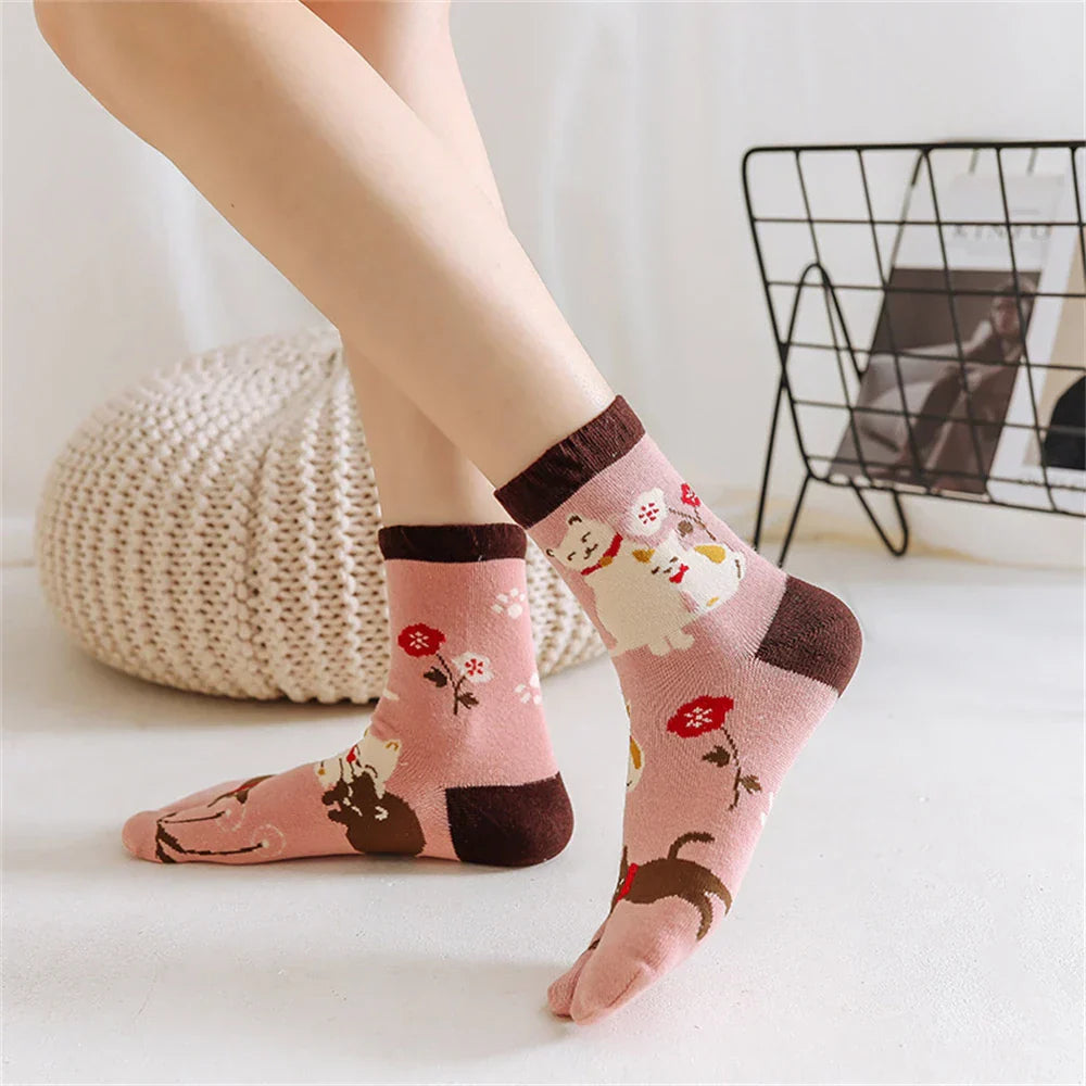 Soft Cotton Cute Cat Dandelion Socks