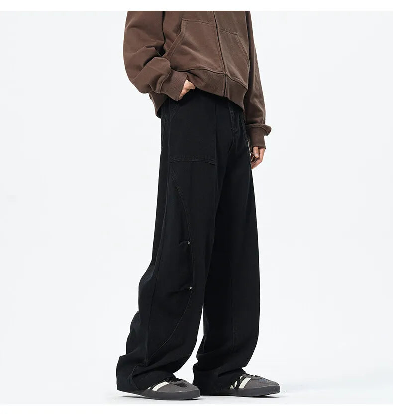Personality Patchwork Baggy Straight Jeans