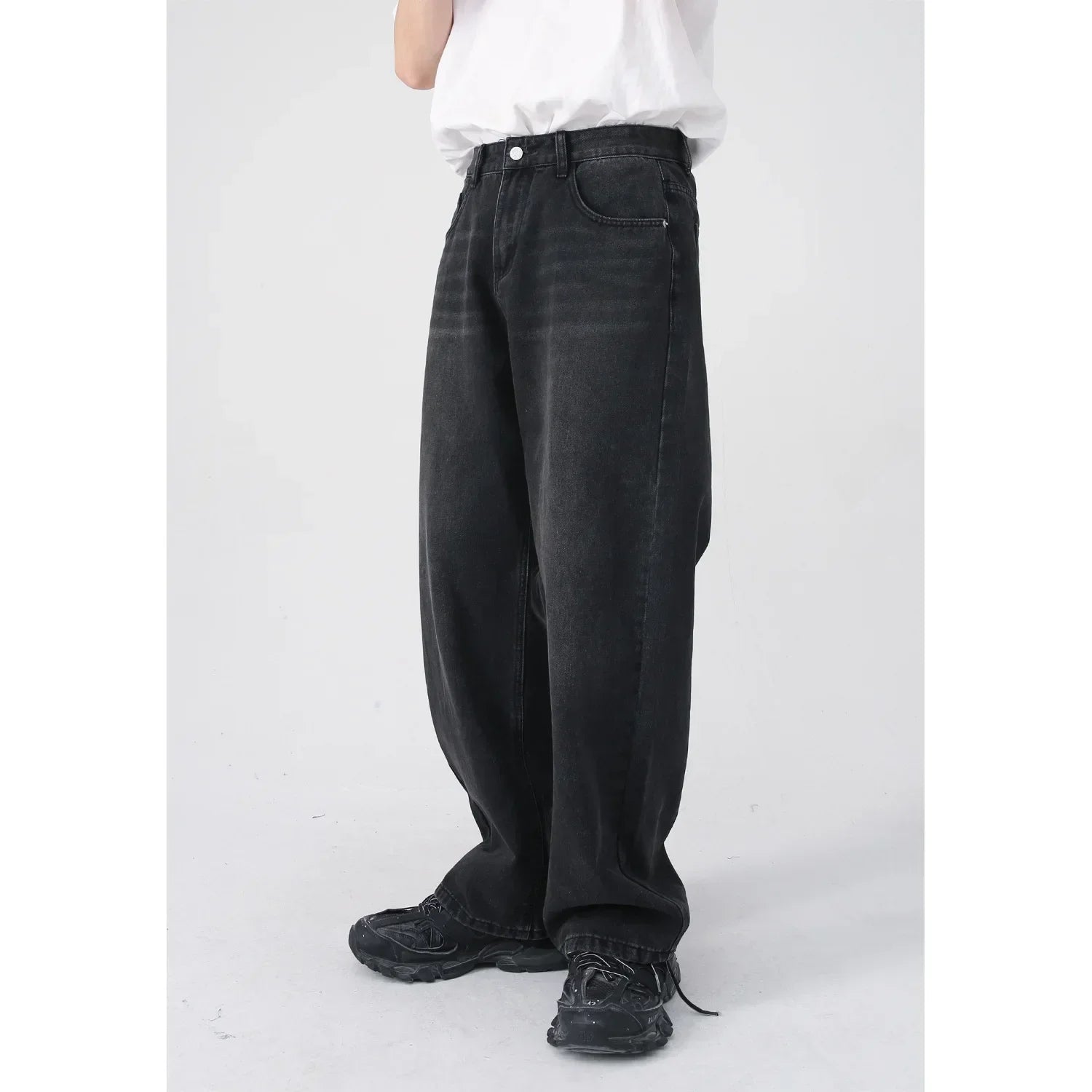 Vintage Distressed Straight Leg Denim Jeans