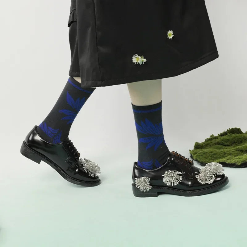 Stylish Retro Flower Tube Socks Women