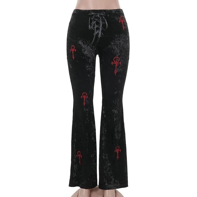 Velvet High Waist Flare Pants