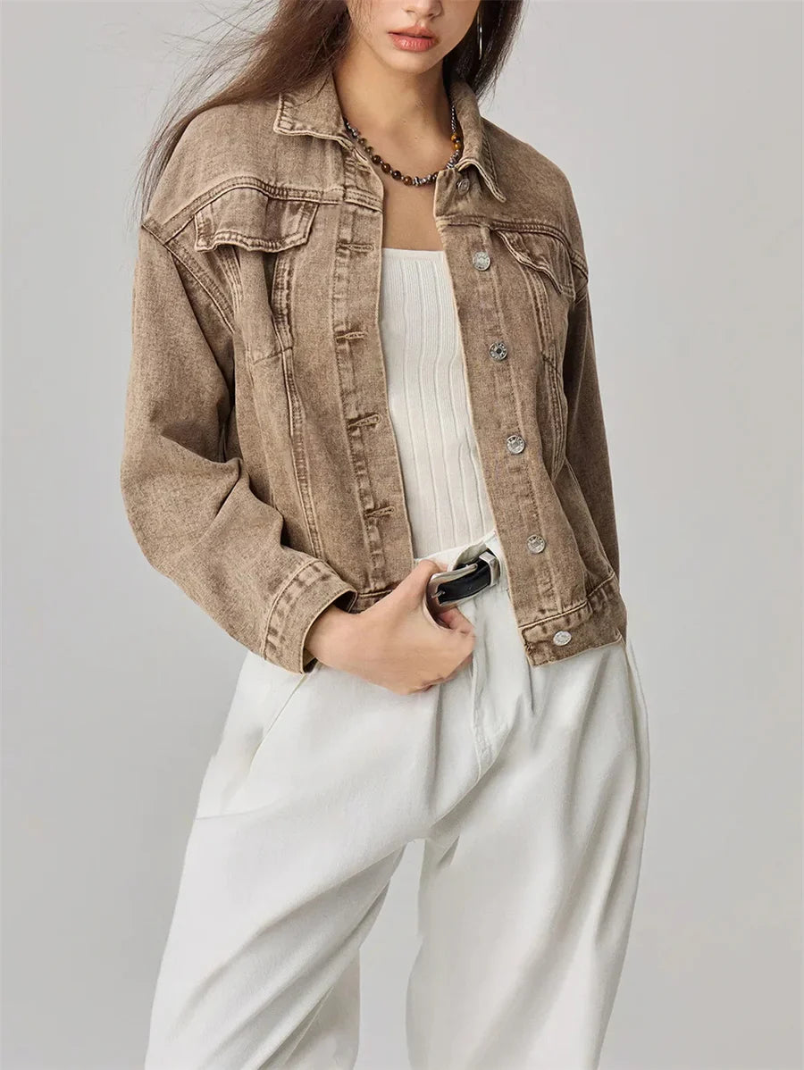 Women Signature Stylish Retro Denim Jacket