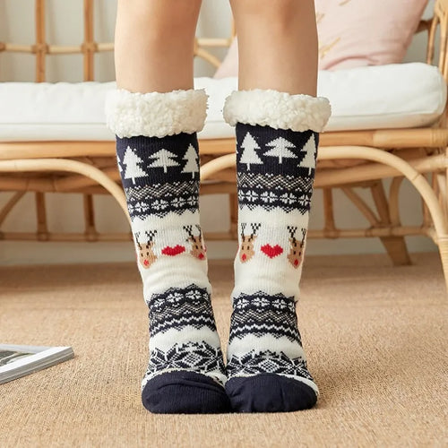 Chaussettes moelleuses de Noël - chapeau d'élan / Taille unique
